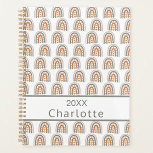 Rainbow rose gold grey monogram name planner