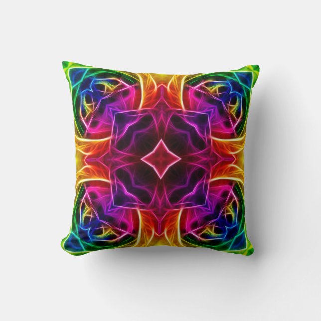 Rainbow Rose Kaleidoscope Cushion (Front)