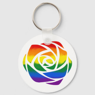Rainbow Rose Key Ring