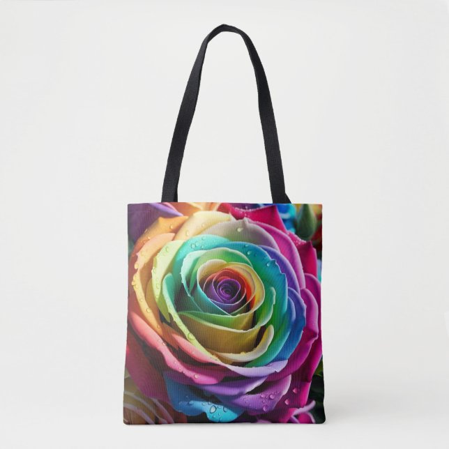 Rainbow Rose - Love, Joy, Diverse & Sustainable Tote Bag (Front)