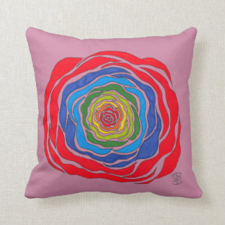 Rainbow Rose Throw Pillow