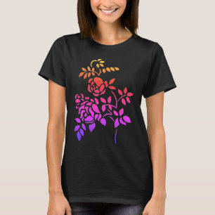 Rainbow Rosebud Stencil Art T-Shirt
