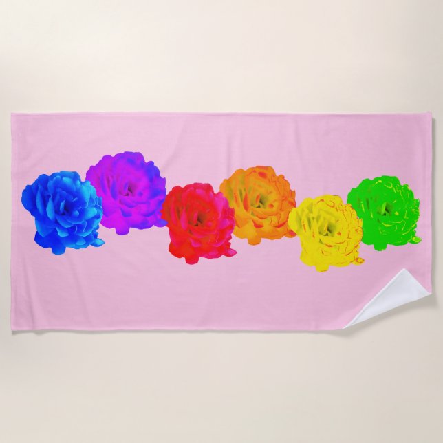 Rainbow Roses Beach Towel (Front)