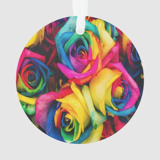 Rainbow Roses Bouquet Ornament (Back)