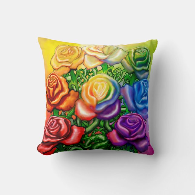 Rainbow Roses Cushion (Front)
