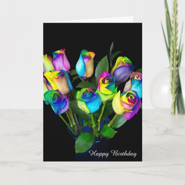 Rainbow Roses for birthday Card (Front)