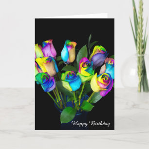 Rainbow Roses for birthday Card