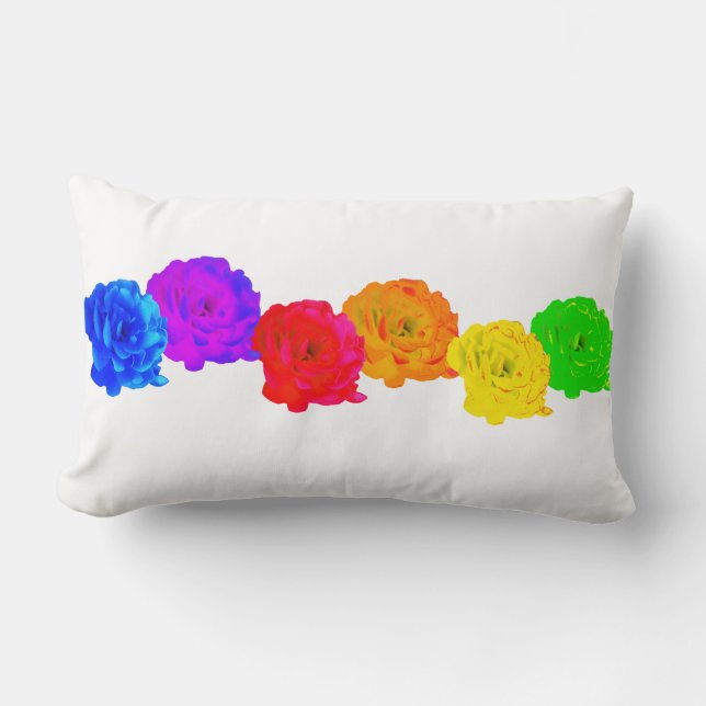Rainbow Roses  Lumbar Cushion (Front)