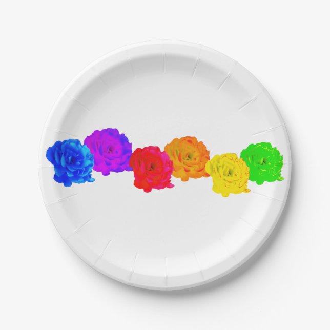 Rainbow Roses    Paper Plate (Front)