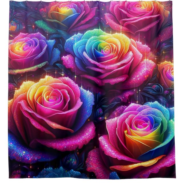 Rainbow Roses Shower Curtain (Front)