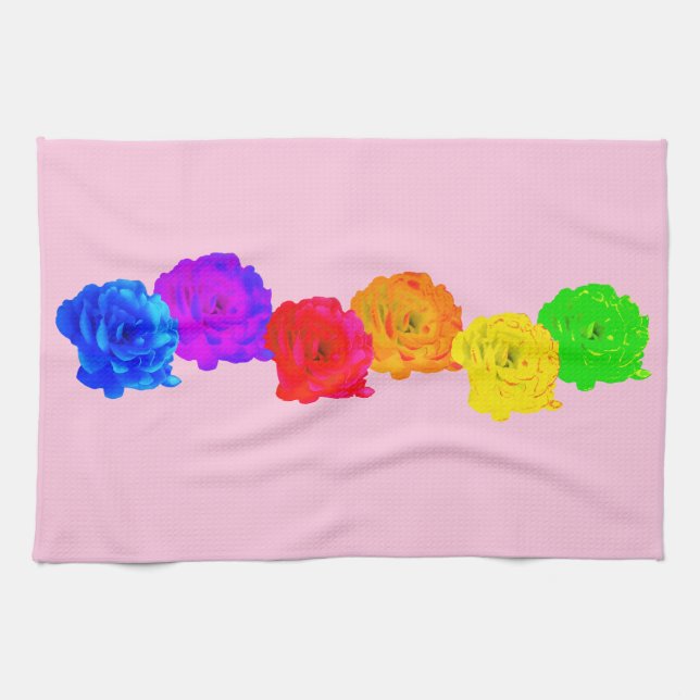 Rainbow Roses Tea Towel (Horizontal)