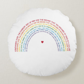 Rainbow Round Throw Pillow, Somewhere Over Rainbow Cushion