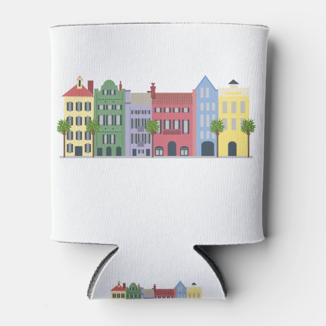 Rainbow Row Charleston Can Cooler (Front)