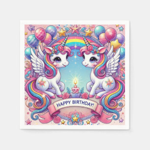Rainbow Royalty Unicorns Napkin