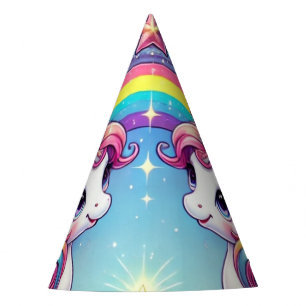Rainbow Royalty Unicorns Party Hat