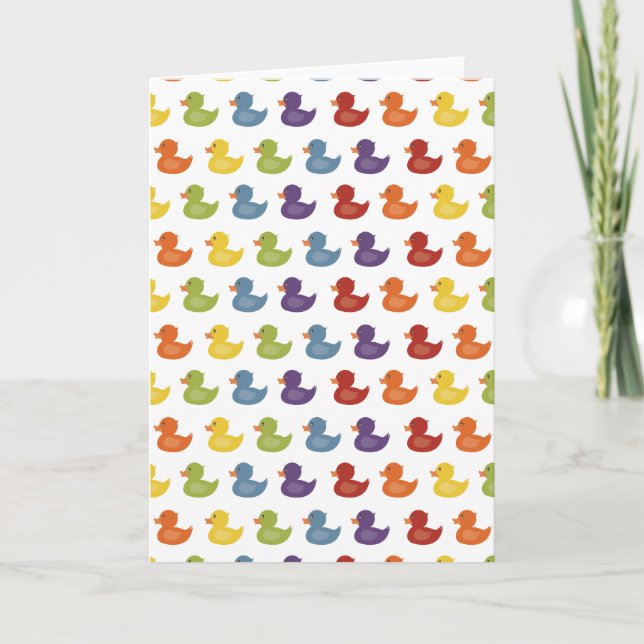 Rainbow | Rubber Ducks | All over Pattern on white Card (Front)
