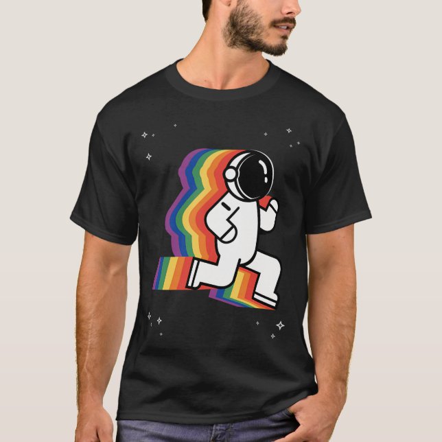 Rainbow Running Astronaut T-Shirt (Front)