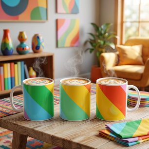 Rainbow Rush   Diagonal Pride Stripes Classic Mug