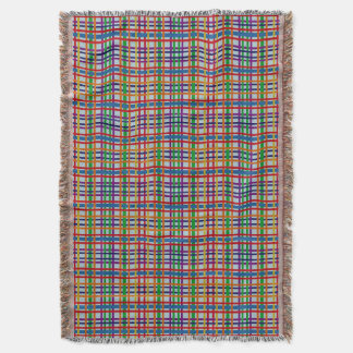 Rainbow Rustic Plaid Stripe Tile Light Grey Blue Throw Blanket