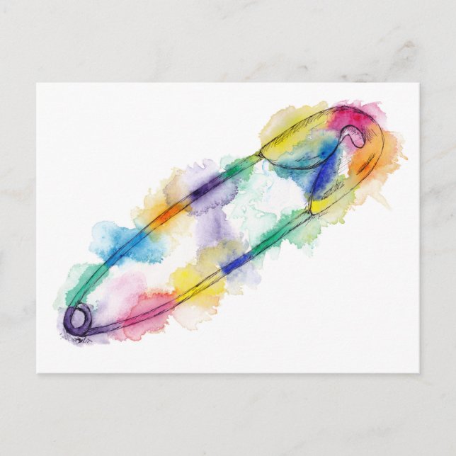 Rainbow Safety Pin Postcard (Front)