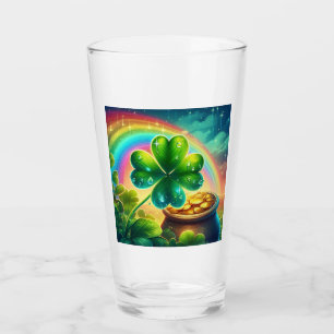 Rainbow Saint Patrick's Day clover Glass