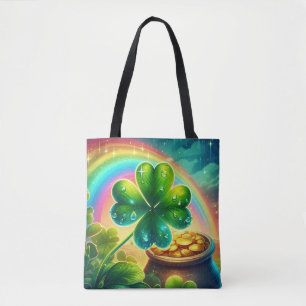 Rainbow Saint Patrick's Day clover Tote Bag