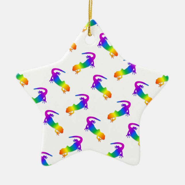 Rainbow Salamander Ceramic Tree Decoration (Front)