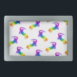 Rainbow Salamander Rectangular Belt Buckle<br><div class="desc">Salamanders in the colours of the rainbows.</div>
