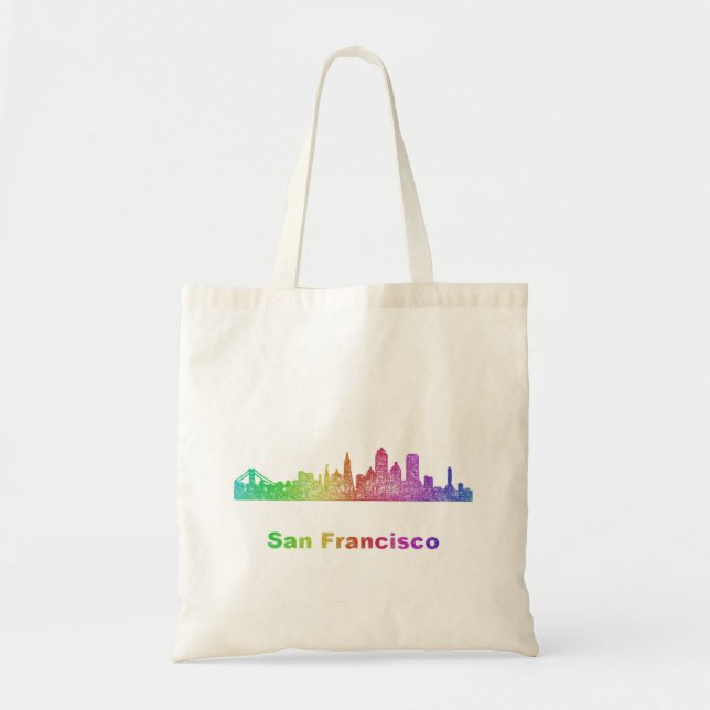 Rainbow San Francisco skyline Tote Bag (Front)