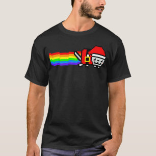 Rainbow Santa Cat Funny Cute Ugly Nerd Gamer Chris T-Shirt