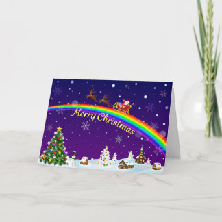 Rainbow Santa Claus Card