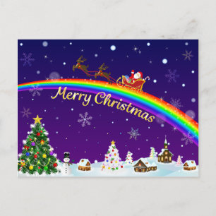 Rainbow Santa Claus Postcard
