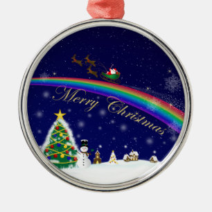 Rainbow Santa Metal Tree Decoration