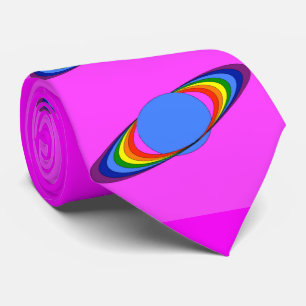 Rainbow Saturn Necktie for Astronomers, Magenta