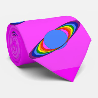 Rainbow Saturn Necktie for Astronomers, Magenta