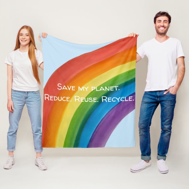 RAINBOW Save my planet (customisable) Fleece Blanket (In Situ)