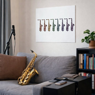 Rainbow Saxophone Lineup Music Lover Art  Poster