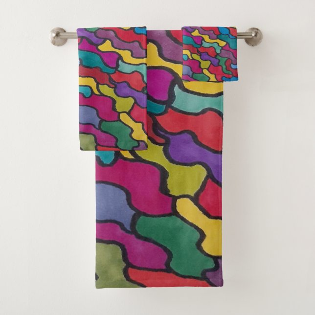 Rainbow Scales Abstract  Bath Towel Set (Insitu)