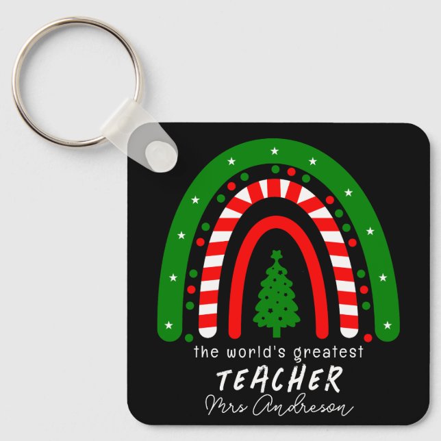Rainbow school teacher keychain (Front)