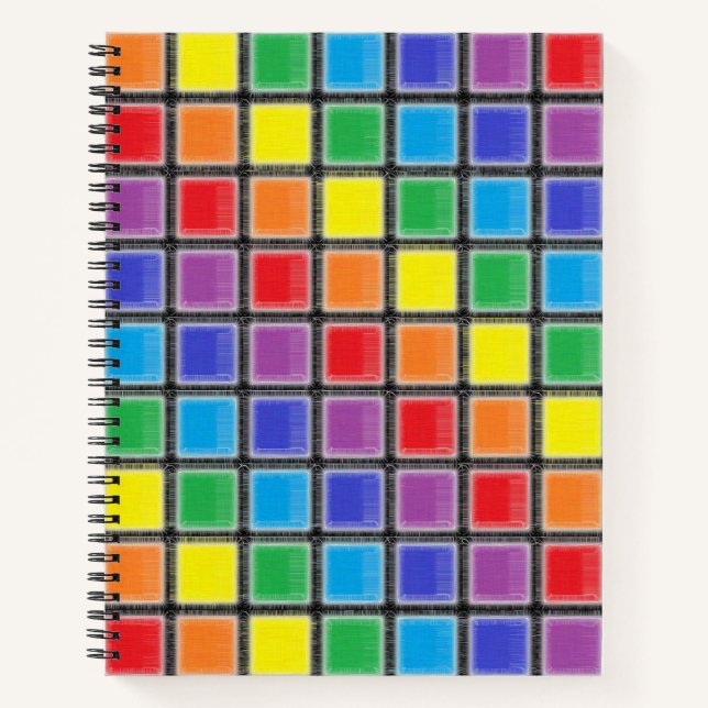 Rainbow Scratched Squares Notebook (Front)