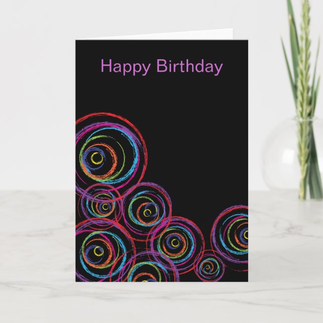 Rainbow Scribble Circles Card (Front)