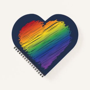 Rainbow scribble heart notebook