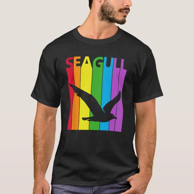Rainbow Seagull Wild Animal T-Shirt (Front)