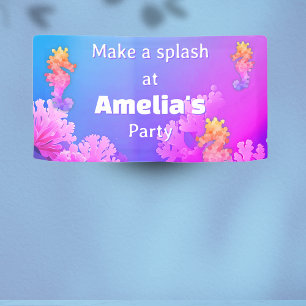 Rainbow Seahorse Birthday Party  Banner