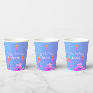 Rainbow Seahorse Personalised Party  Paper Cups