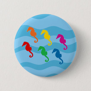 Rainbow Seahorses 6 Cm Round Badge