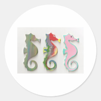 RAINBOW SEAHORSES CLASSIC ROUND STICKER