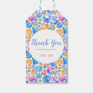 Rainbow Seashells Baby Shower Party Favour Tag