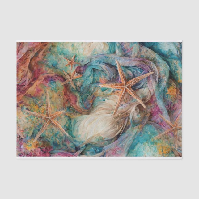 Rainbow SeaStars, Fanciful Starfish in Colour Tissue Paper (Front)