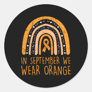 Rainbow September We Wear Orange Leukaemia Awarene Classic Round Sticker